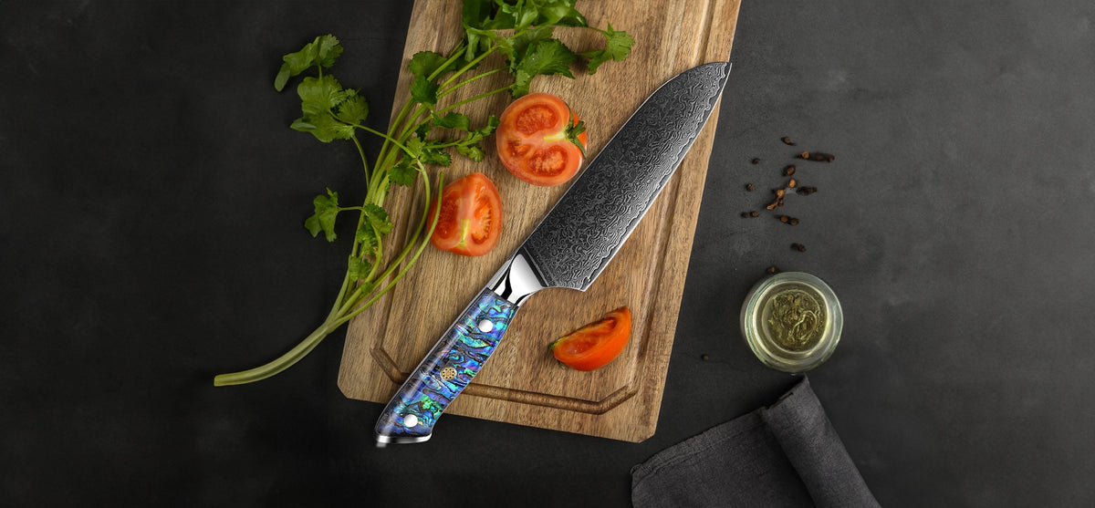 Santoku knife on a cutting board