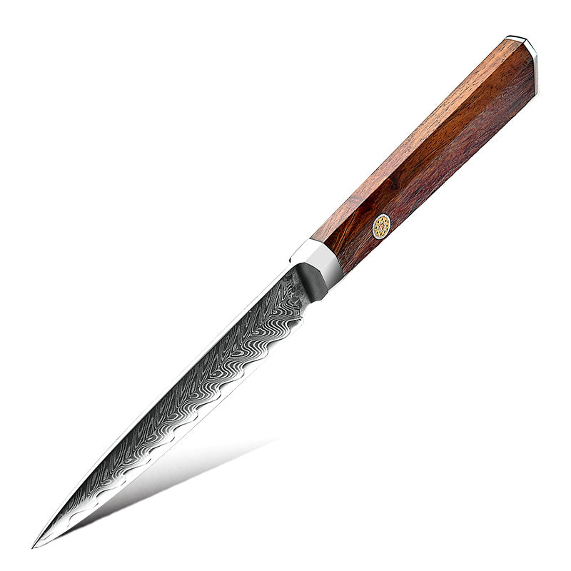 Fyn 5" Damascus Utility Knife – Everyday Precision with Rosewood Craftsmanship
