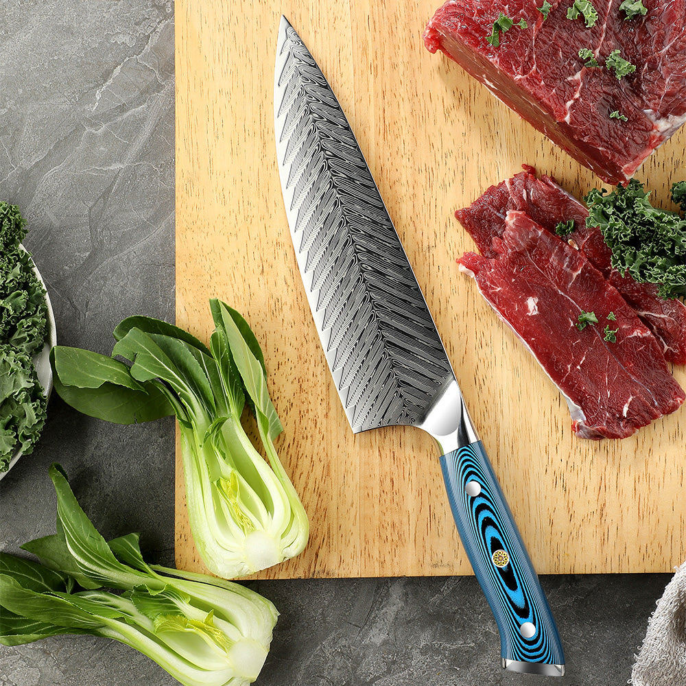 High Carbon Steel Chef Knife | 8-Inch Damascus Kitchen Knife