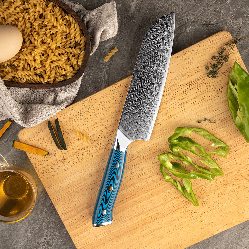 Santoku Blade | Damascus Japanese Knife for Slicing & Chopping