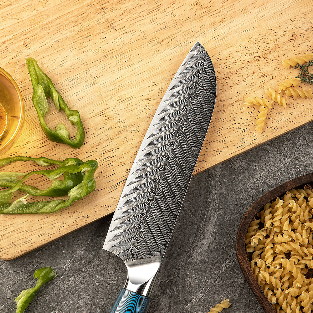 Santoku Blade | Damascus Japanese Knife for Slicing & Chopping