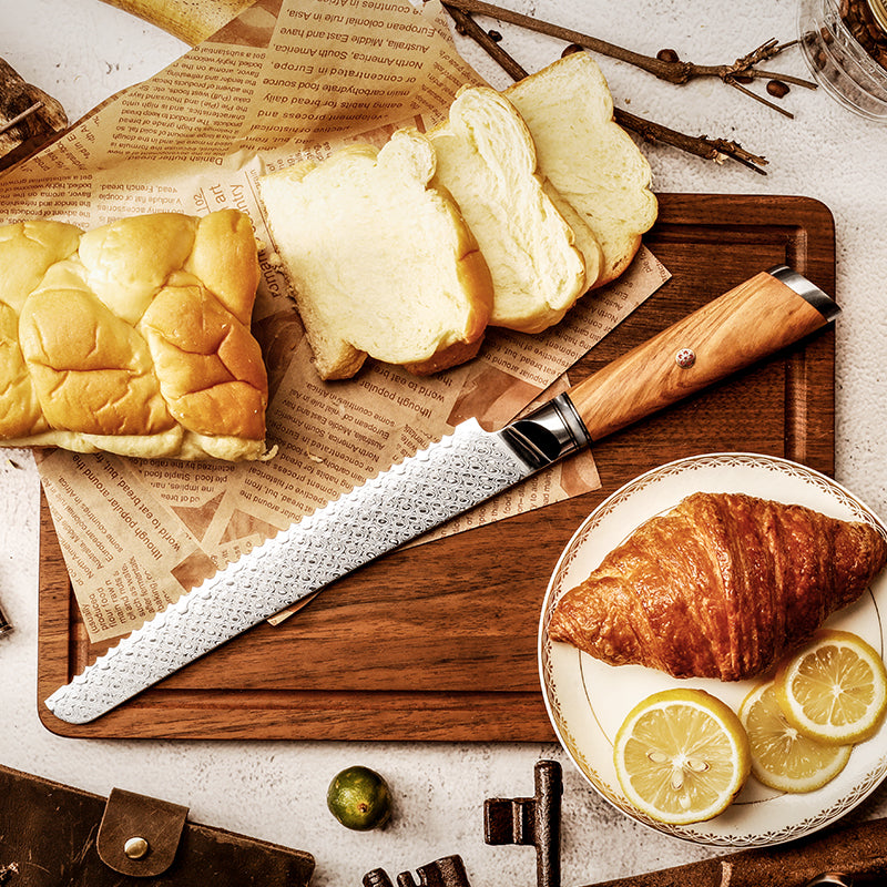Fyn 8" Bread Knife – Resin & Olive Wood Handle for Effortless Slicing