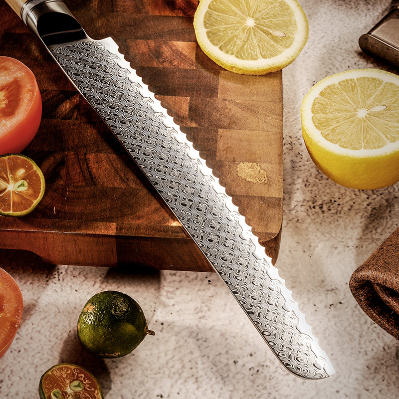 Fyn 8" Bread Knife – Resin & Olive Wood Handle for Effortless Slicing