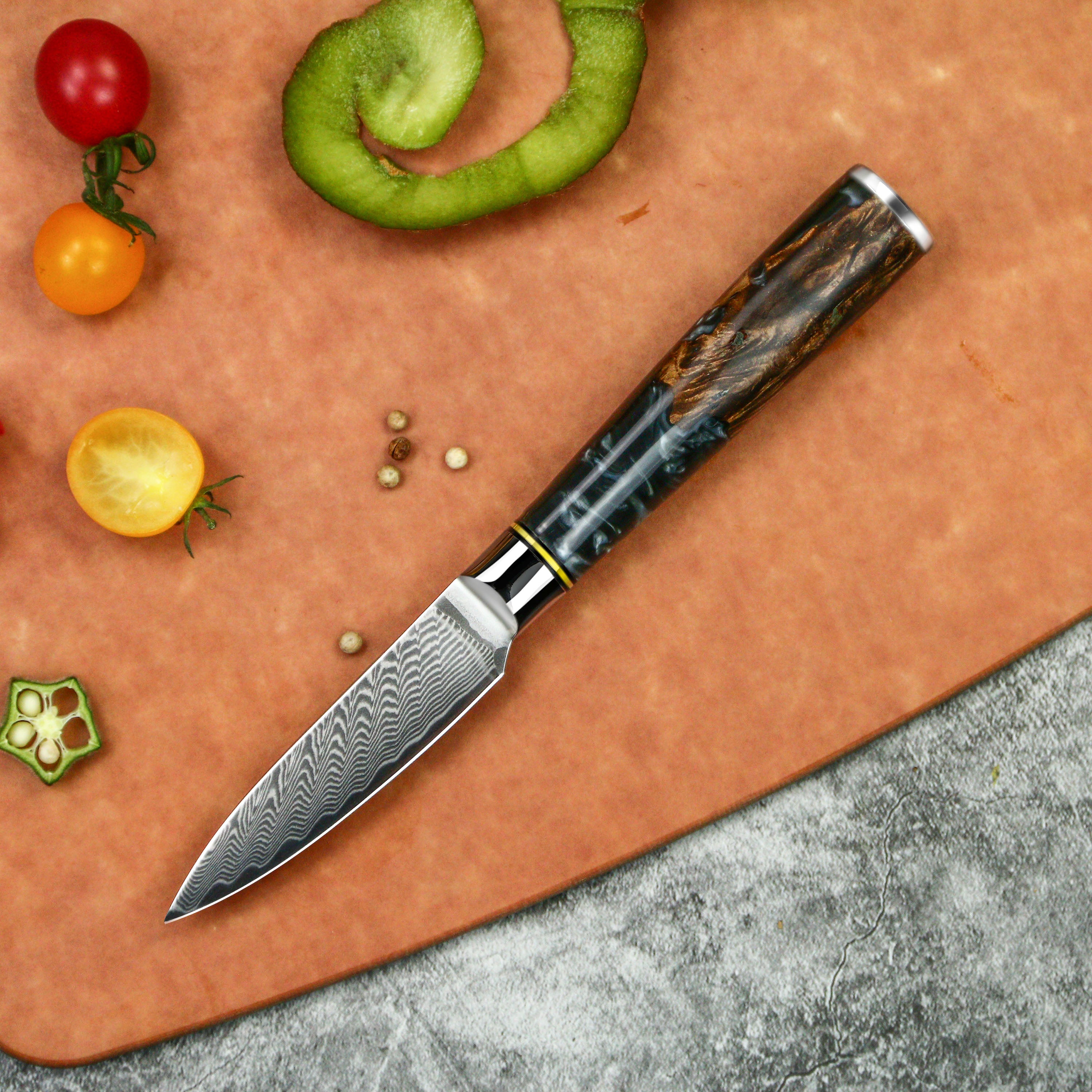 Straight Paring Knife – 3.5" Damascus Steel Precision Kitchen Knife