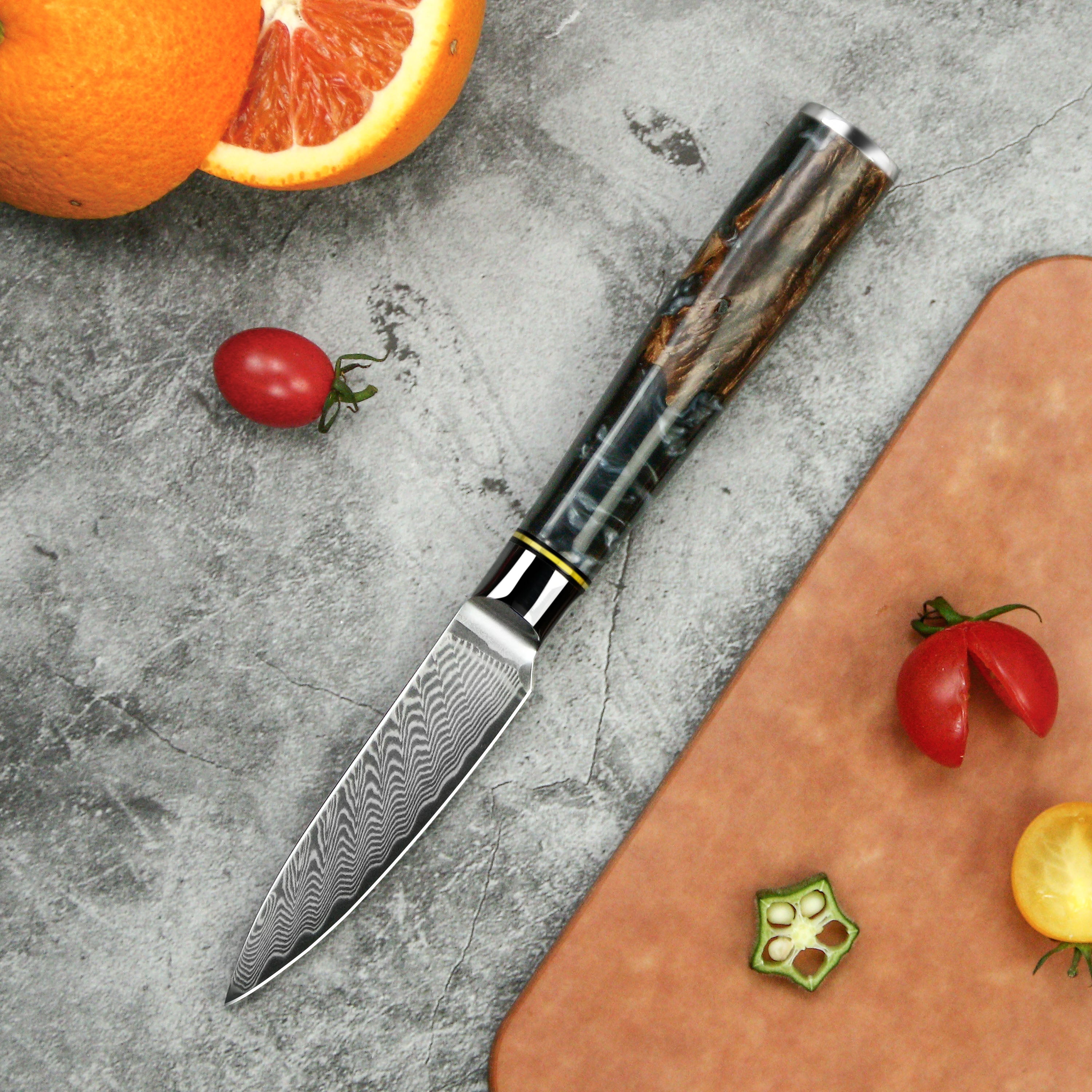 Straight Paring Knife – 3.5" Damascus Steel Precision Kitchen Knife