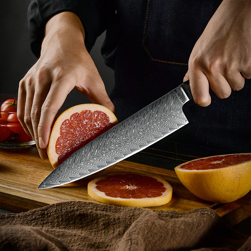 Fyn 8" Damascus Chef Knife with Rosewood Handle – Power Meets Precision