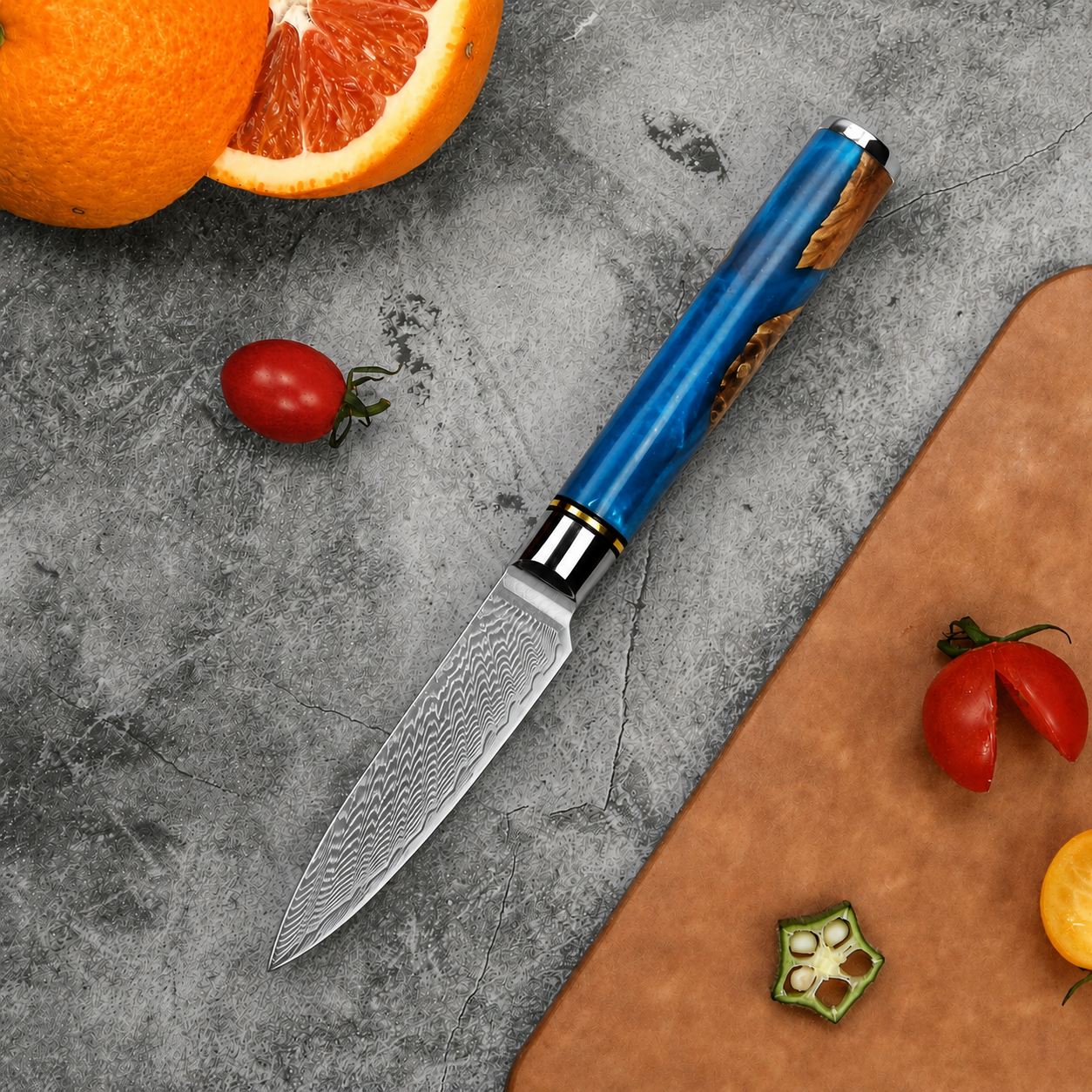 Straight Paring Knife – 3.5" Damascus Steel Precision Kitchen Knife