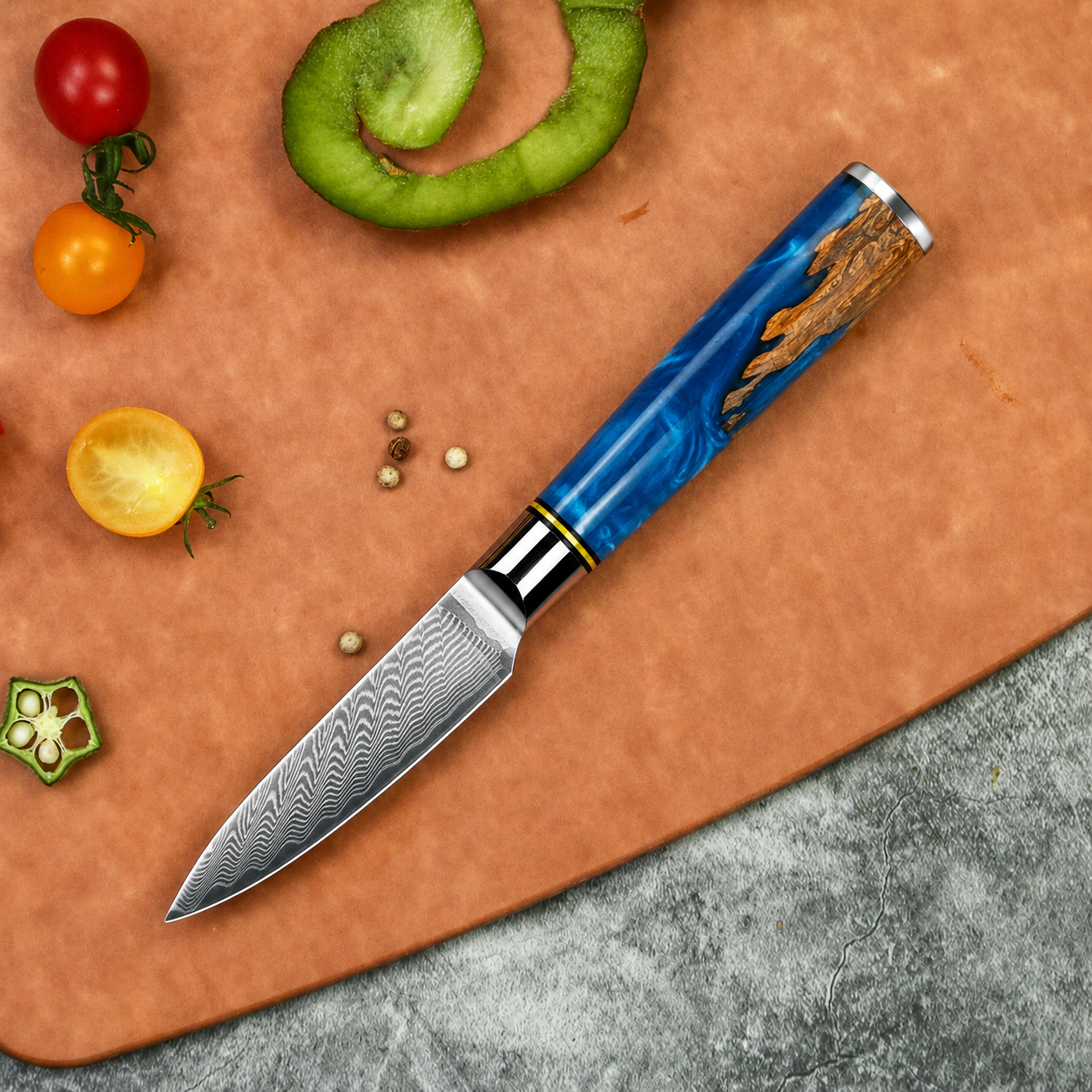 Straight Paring Knife – 3.5" Damascus Steel Precision Kitchen Knife