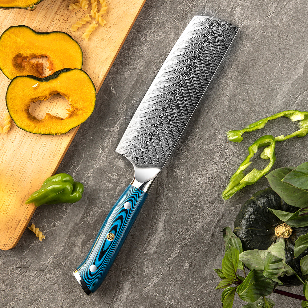 7 Inch Nakiri Knife | Damascus Japanese Vegetable Knife