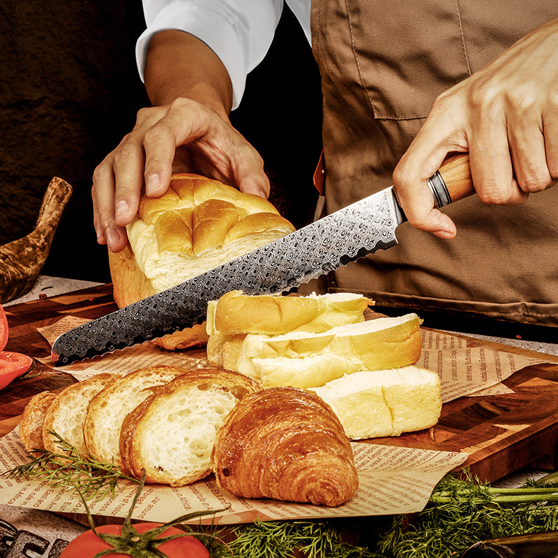 Fyn 8" Bread Knife – Resin & Olive Wood Handle for Effortless Slicing