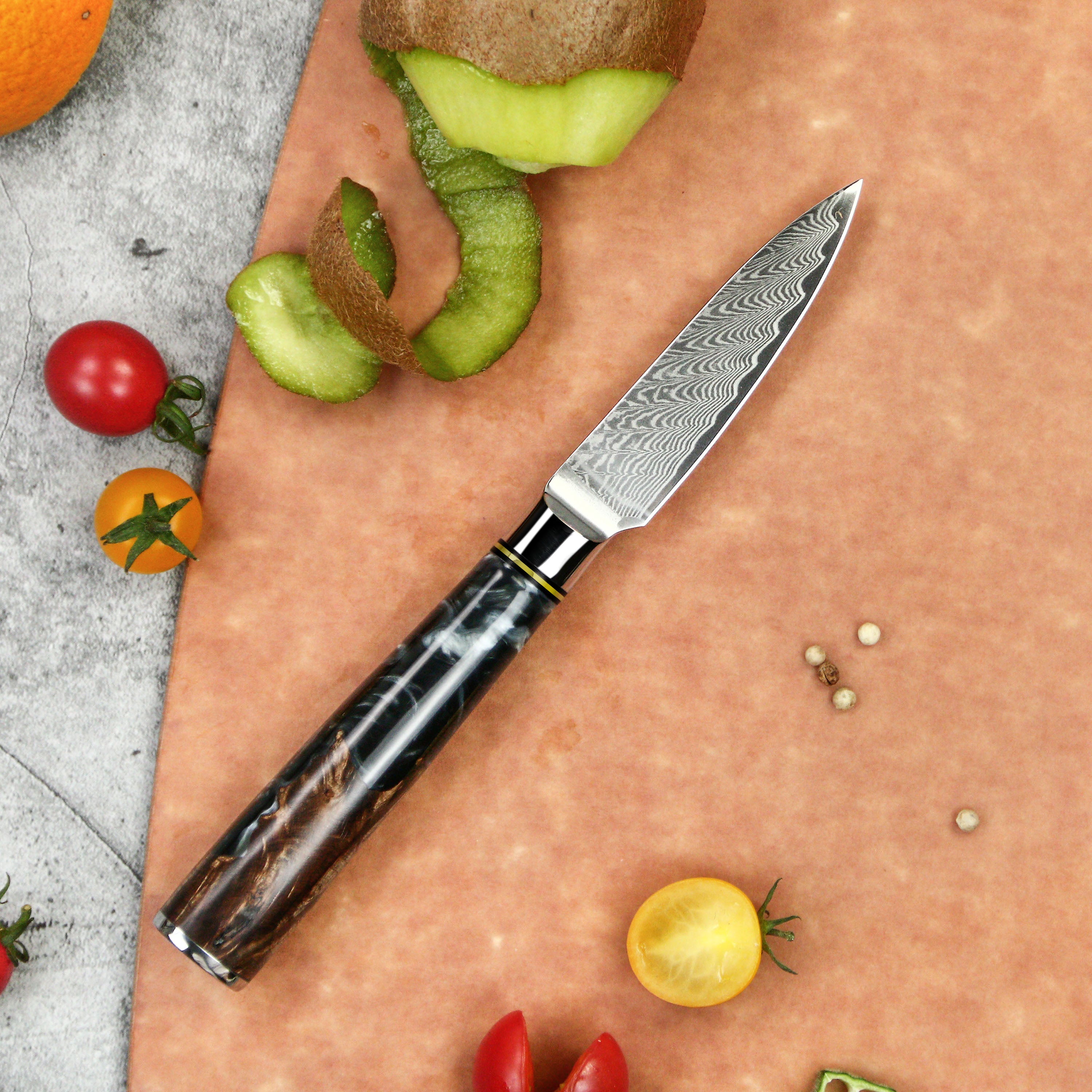 Straight Paring Knife – 3.5" Damascus Steel Precision Kitchen Knife