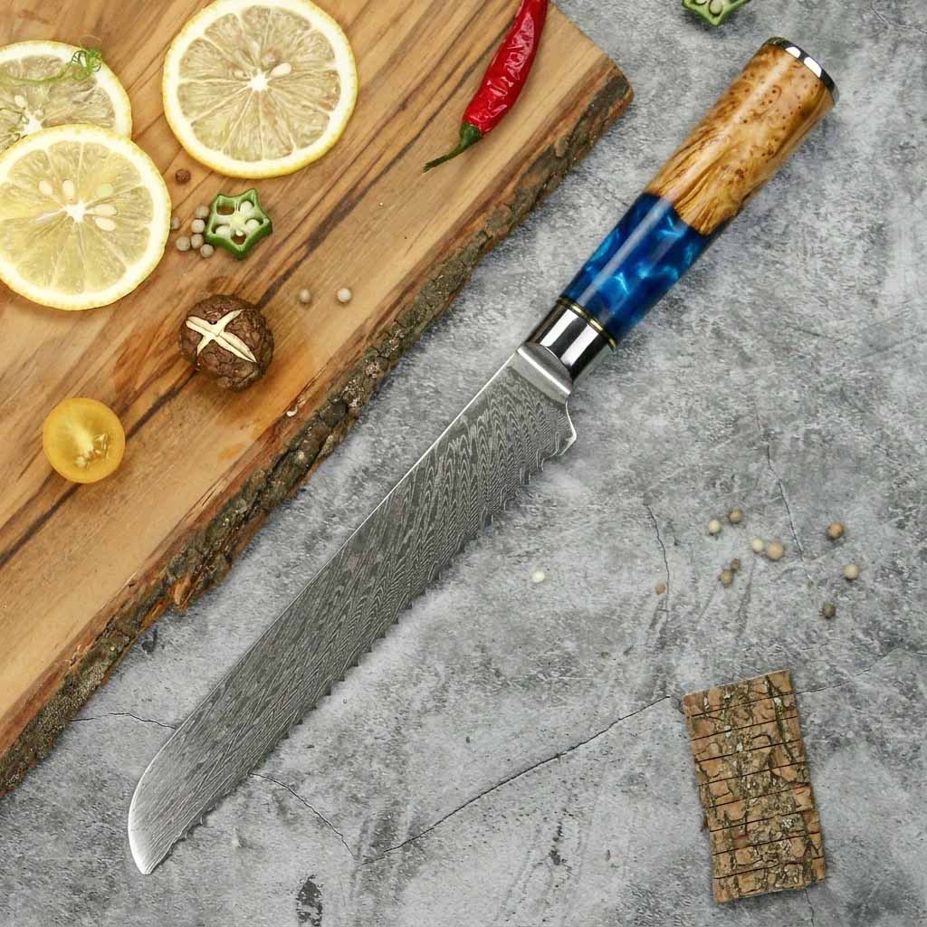 8 inches Bread knife with blue handle