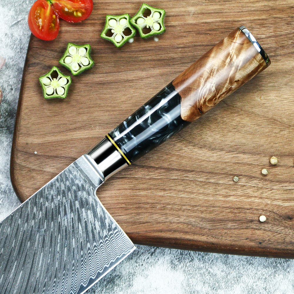 close up of cleaver knife handle