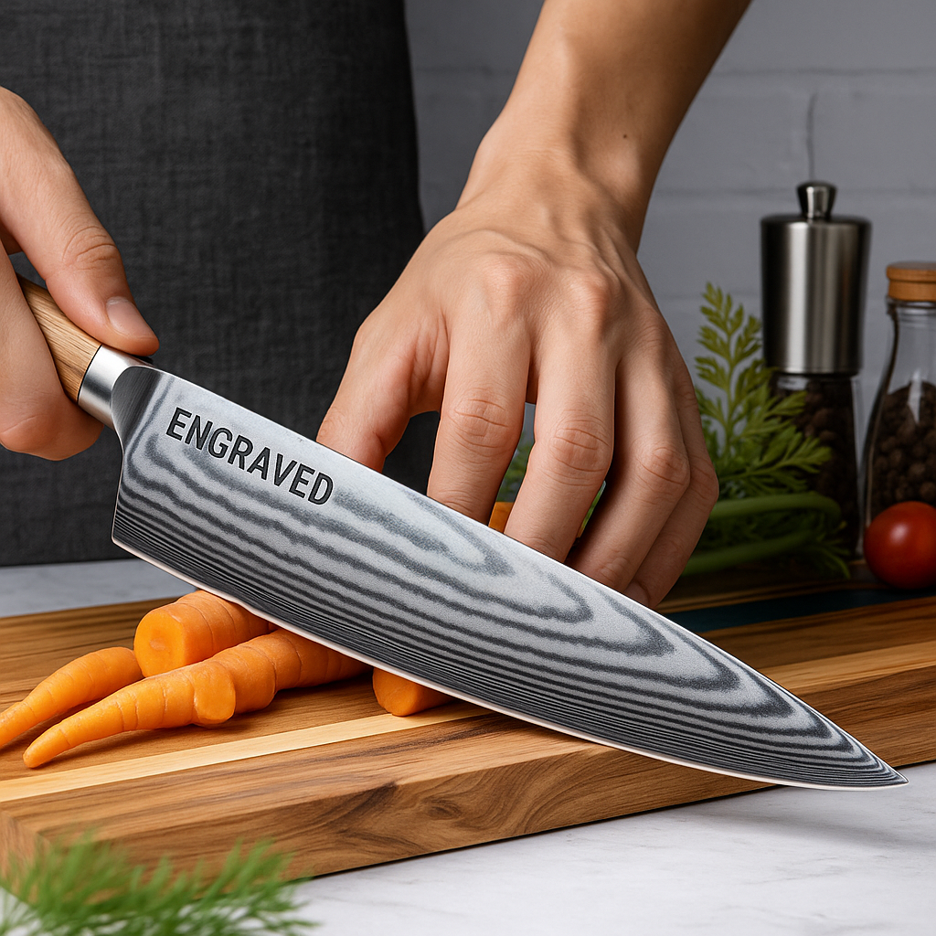 7.7" Damascus Chef Knife – Olive Wood Handle